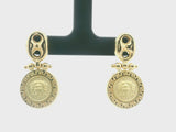 18k Yellow Gold 8g Mariner Link Medusa Greek Key Dangle Earrings