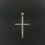 14k Yellow Gold and  0.80cttw Diamond 16.5g Solid Heavy Large Cross Pendant 2.5"