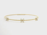 Brand New 14k Yellow Gold and Diamond Butterfly Flex Bangle Bracelet 7"