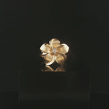 Denny Wong 14k Yellow Gold and Diamond Plumeria Floral Ring Size 6.5