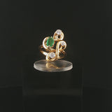18k Yellow Gold Emerald and 0.40cttw Diamond Unique Ring Italy Size 6.5