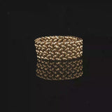 18k Yellow Gold 14.7g Heavy 10mm Flexible Mesh Link Ring Size 9
