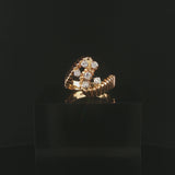 14k Yellow Gold and 0.25cttw Diamond Retro Ribbed Band Ring Size 6.5