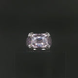 LeVian 14k White Gold Pink Quartz Amethyst and Diamond Ring Size 7