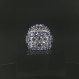 14k White Gold Tanzanite and Diamond Large Floral Ring Size 6