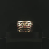 14k Yellow Gold Multi Gemstone and Diamond Vintage Band Ring Size 6