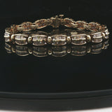 14k Yellow Gold and 2.5cttw Baguette Cut Diamond Link Bracelet 6.75"