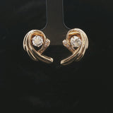 14k Yellow Gold and 0.75cttw Diamond Stud Earrings in Swirl Jacket