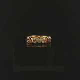 18k Yellow Gold Aqua Citrine Garnet and Diamond Vintage Band Ring Size 8.25