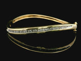 14k Yellow Gold and 1cttw Diamond Curved Bangle Bracelet 7.25"