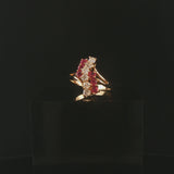 14k Yellow Gold Ruby and 0.42cttw Diamond Ladies Ring Size 6