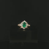 14k Yellow Gold 1ct Emerald and 0.25cttw Diamond Halo Ring Size 5