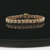 14k Yellow Gold and 3cttw Diamond Solid Vintage Link Bracelet 6.25"