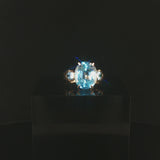 14k Yellow Gold Blue Topaz Ladies Ring Size 7.25