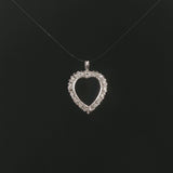 14k White Gold and 0.25cttw Diamond Heart Pendant 0.85"