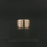 18k Yellow Gold Blue Sapphire and 0.75cttw Diamond Vintage Band Ring Size 5