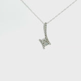 Brand New 14k White Gold and Diamond Bypass Pendant Necklace 18"
