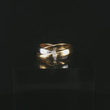 18k Yellow and White Gold and Diamond Milor Crossover Bands Ring Size 6.5