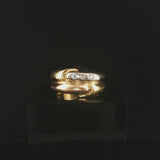 18k Yellow White and Rose Gold Diamond Vintage Solid Fancy Band Ring Size 9.5