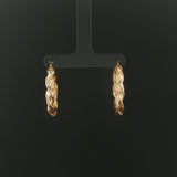 14k Yellow Gold 3.5g Diamond Cut Twisted Spiral Hoop Earrings 1.25"