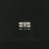 14k White Gold and 0.50cttw Five Diamond Men's Solid Band Ring Size 11