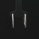 14k White Gold and 0.50cttw Diamond Small Oval Hoop Earrings