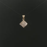 14k Yellow Gold 0.75cttw Princess Cut Diamond Square Pendant