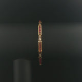 14k Yellow Gold Ruby and 0.50cttw Diamond Solid 12g Bar Link Bracelet 7"