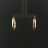 14k Yellow Gold 3.4g Diamond Cut Hoop Earrings Turkey 1"