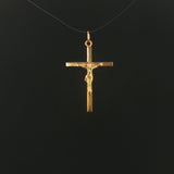19k Portuguese Yellow Gold 1g Vintage Cross Crucifix Pendant 1.25"