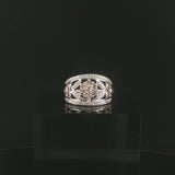 14k White Gold 1cttw White and Champagne Diamond Floral Band Ring Size 6