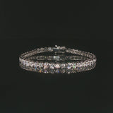 18k White Gold and 2cttw Diamond Tennis Link Bracelet Italy 6.25"