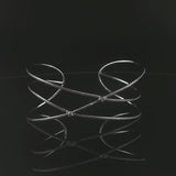 14k White Gold and Diamond 9.3g Crisscross Flex Cuff Bracelet 6.5"