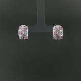 14k White Gold Iolite and Pink Topaz Huggie Earrings