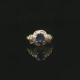 18k Yellow Gold Blue Sapphire and 0.75cttw Diamond Ladies Ring Size 6