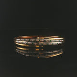14k Yellow & White Gold 24.5g Heavy Diamond and Emerald Bangle Bracelet 6.5"