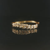 18k Yellow Gold and 2cttw Baguette Diamonds Solid Curved Bangle Bracelet 6.25"