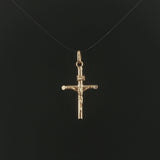 18k Yellow Gold 1.5g Hollow Vintage Cross Crucifix Pendant 1.25"