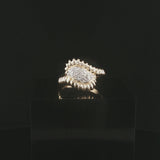 14k Yellow Gold and 0.10cttw Pave Diamond Ribbed Band Ring Size 8