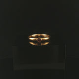 Antique 22k Yellow Gold and Bezel Set Ruby Solid 3.5mm Band Ring Size 7.25