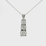 Brand New 14k White Gold and 1.5cttw Three Diamond Pendant Necklace 18"