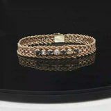 14k Yellow Gold Blue Sapphire and Diamond Rope and Bismark Bracelet 7.5"