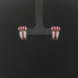 18k White Gold 1.90cttw Ruby and Diamond Vintage Huggie Earrings