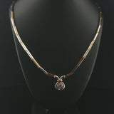 18k Yellow and White Gold 0.18ctt Diamond Pendant Bar Link Collar Necklace 15"