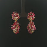 14k Yellow Gold 18cttw Ruby and 1cttw Diamond Large Heavy Drop Dangle Earrings