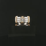 14k White and Yellow Gold 0.73cttw Diamond Men's Solid Ring Size 10.5
