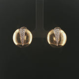 14k Yellow Gold and 1cttw Diamond Vintage Circle Disc Stud Earrings