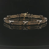 14k Yellow Gold and 1cttw Diamond 18.2g Fancy X Link Bracelet 7"