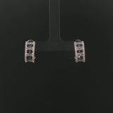 14k White Gold 0.70cttw Diamond and Blue Sapphire Huggie Earrings