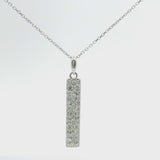 Brand New 14k White Gold and 0.51ct Diamond Bar Pendant Necklace 18"